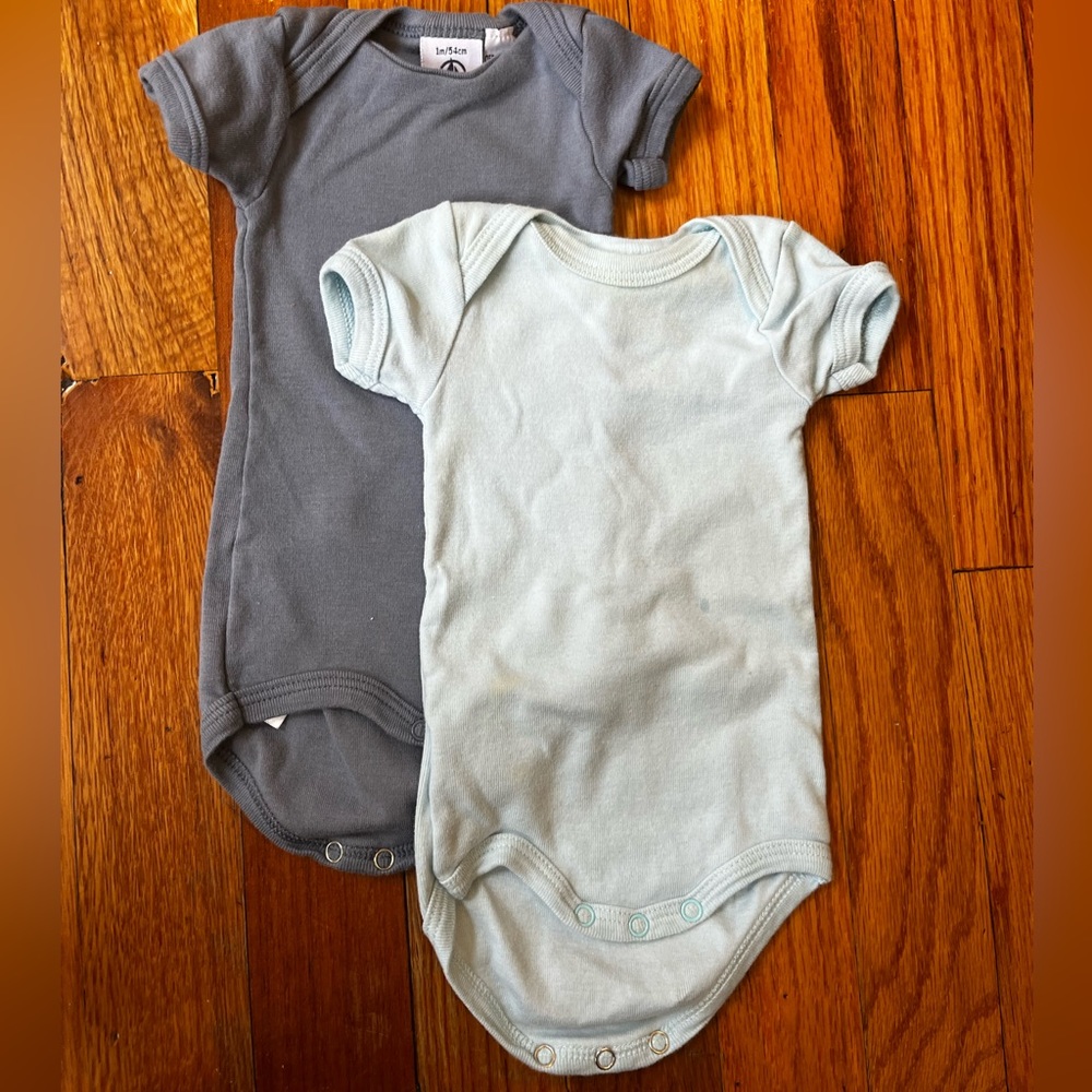 Petit Bateau 2 Pack, Size 1m, Onesie Bodysuit Undershirts